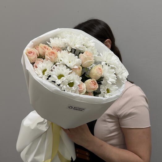 Букет хризантемы и кустовые розы 🌸/ для мамы/ маме / жене/ любимой /коллеге