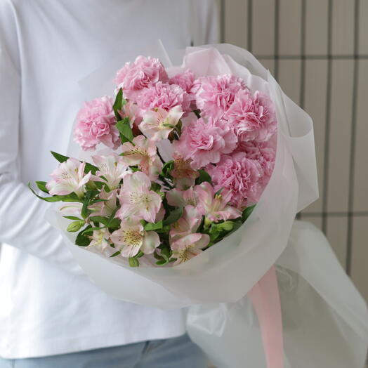 Дуо диантусы и альстромерия Pink🤍