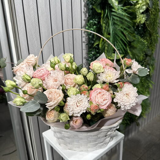 Корзина с кустовой розой 🌸16006