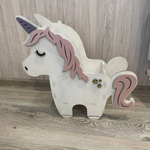 💙🦄 Корзина для цветов в форме белого единорога из фанеры 🦄💙