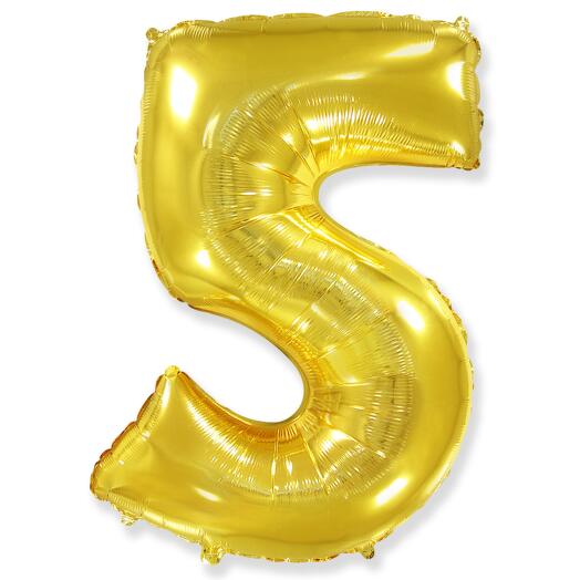 Balloon, Number 5, Gold, 102 cm