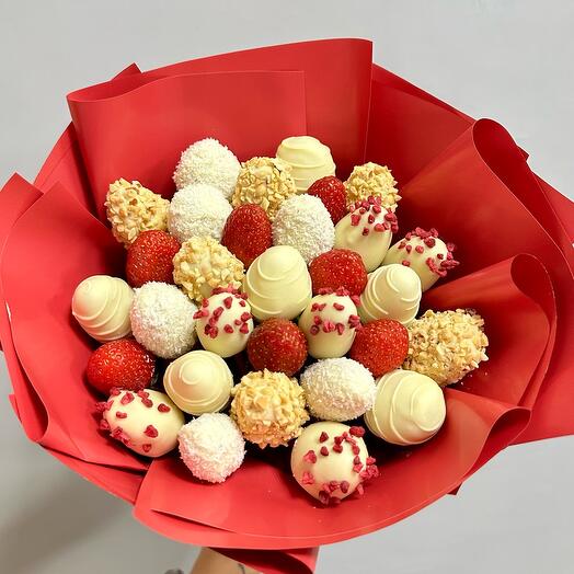 Букет клубники в шоколаде «Сладкий вкус» 9XS+подарок