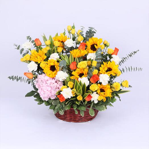 Morning Sunshine Flower Basket