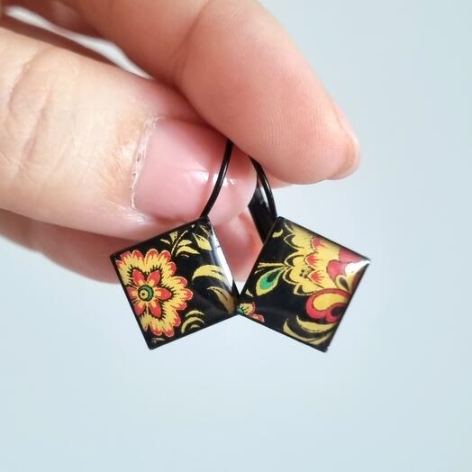Серьги Хохлома