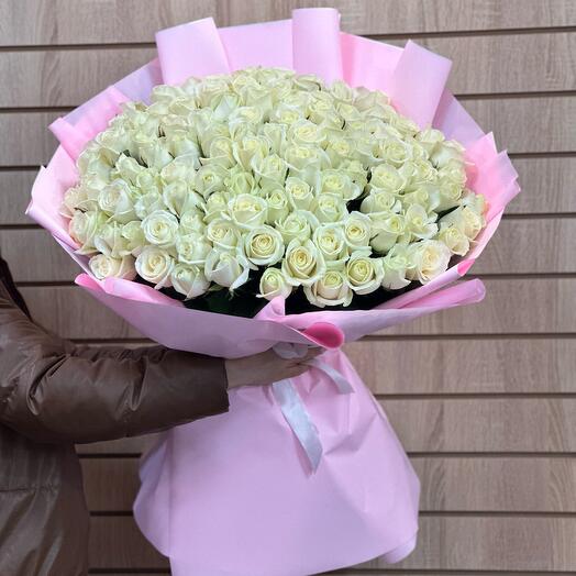 101 БЕЛАЯ РОЗА С КРАСОТОЙ