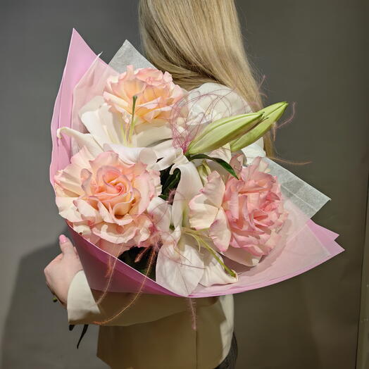 Bouquet🔥 "Venus" (French rose, lily, cowberry / dried flower)