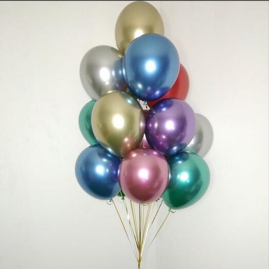 Воздушные шары с гелием ассорти ХРОМ разноцветные 12шт