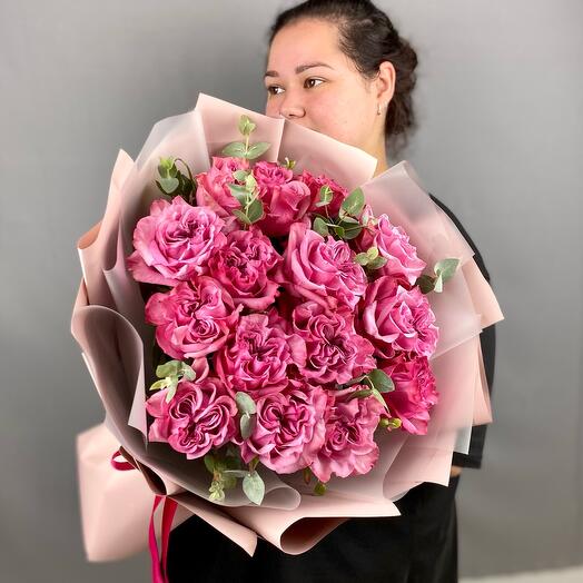 Букет из Пионовидных роз Кантри Блюз "Сердце" 💕 537 Милин Букет
