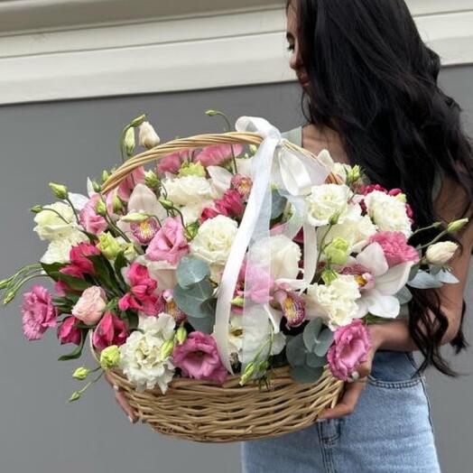 Basket with flowers from orchids