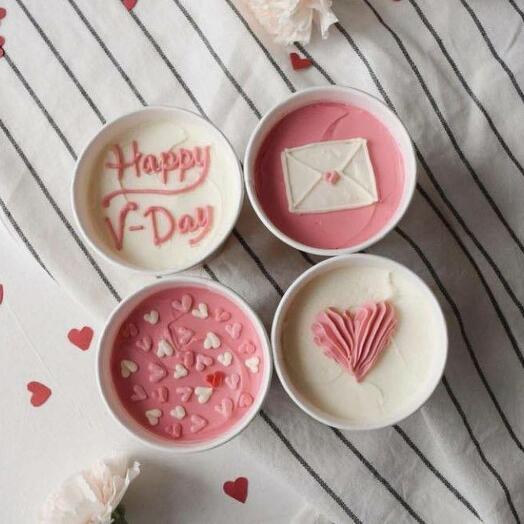 Cake to go - Happy Valentin day, торт в стакане 4 шт - трайфлы на 14 февраля