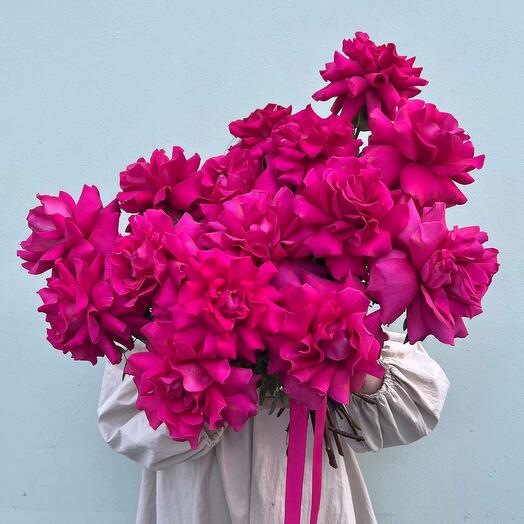 Huge Fragrant raspberry roses 15pcs