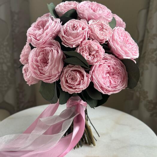 Стабилизированный букет невесты «Fairly pink kiss»