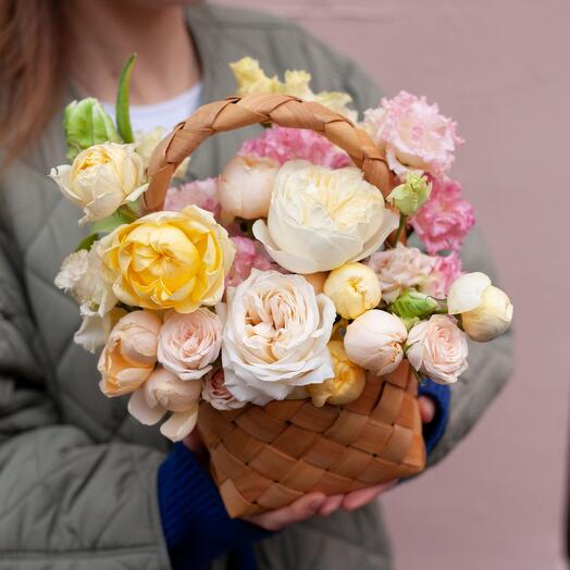 Корзина с цветами "Мари"🤍💛💘