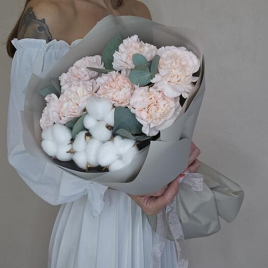 Букет с хлопка и диантуса 💖