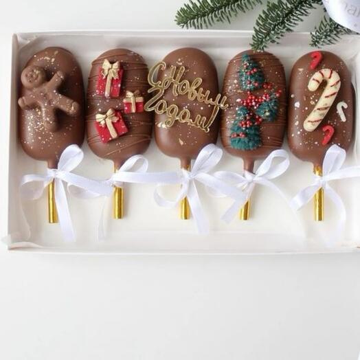 Пирожное эскимо новогоднее, набор сладостей к новому году, эскимо к новому году