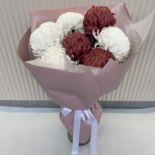 Букет с хризантемой бигуди🌸