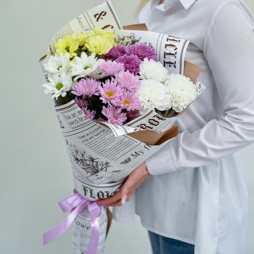 Букет кустовых хризантем микс