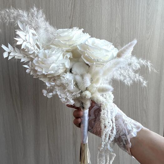 Букет невесты «Белый амарант»