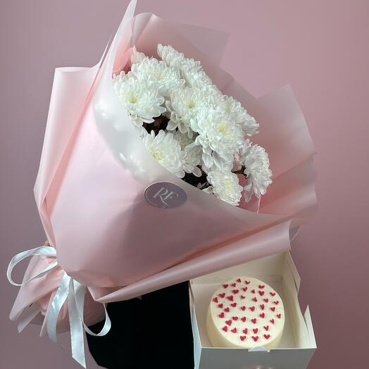 Комбо из 3 кустовых хризантем и бенто