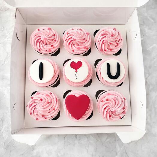 Капкейки 9шт. (I Love You) на день всех влюбленных