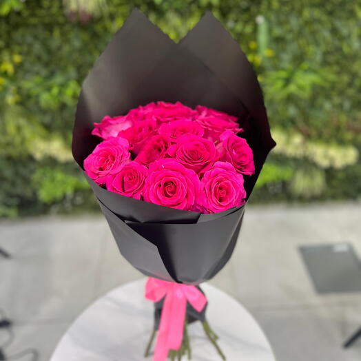 15 Fuscia Roses Bouquet