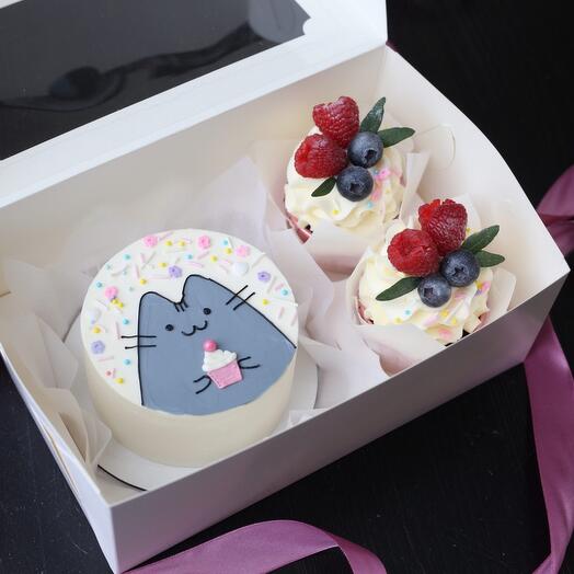 Juego de Bento y 2 cupcakes