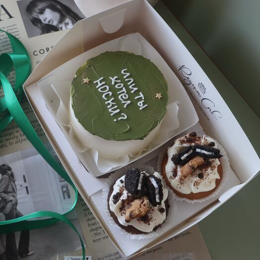 Бенто торт и капкейки в подарок на 23 февраля