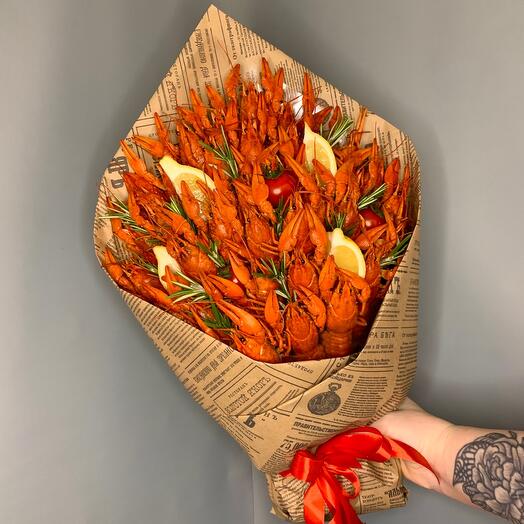 Мужской букет Варёные раки в крафте