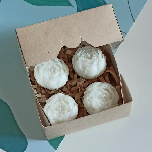 Подарочный набор ,, Свечи пионы,, белый