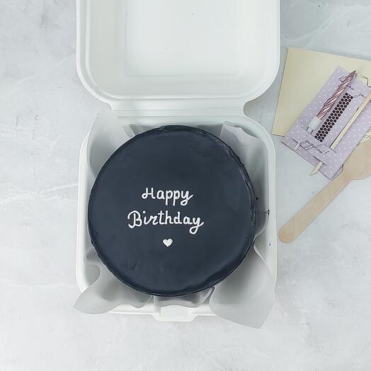 Бенто-торт - чёрный happy birthday