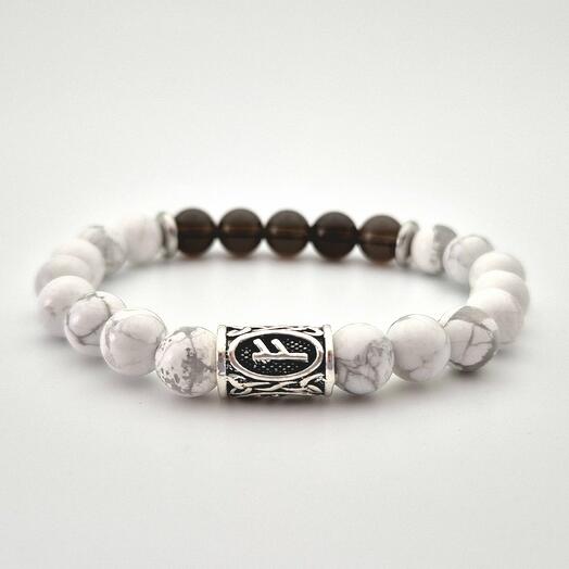Раухтопаз и магнезит женский браслет с руной Феу