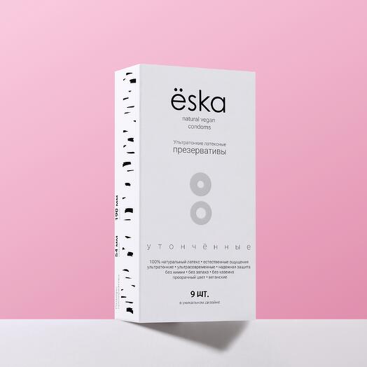 Ультратонкие презервативы eska 9шт, без запаха, без казеина
