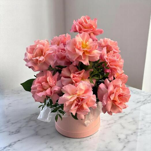 Blush Elegance – Pink Mondial Roses in Box Arrangement
