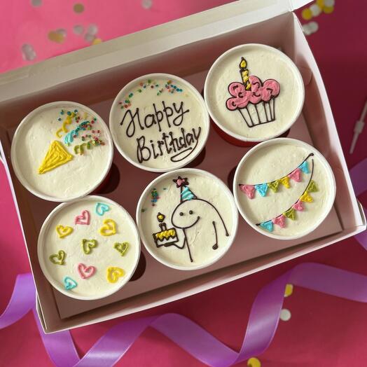Набор бенто тортов в стакане "Happy Birthday" в подарок на день рождения