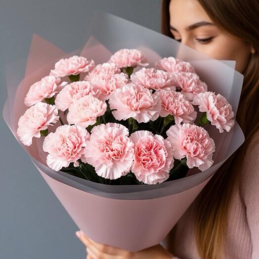 Розовая гвоздика в дизайнерской упаковке 🎀