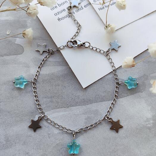 Bracelet with blue glass stars