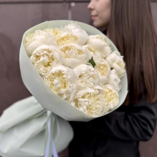 Букет из белых пионов 15шт