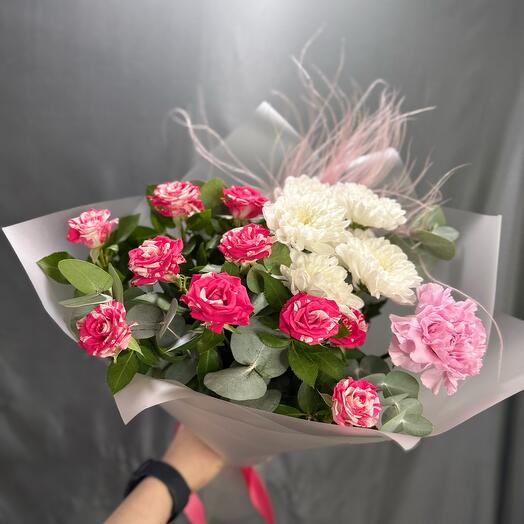 Букет с хризантемой и розой 💕