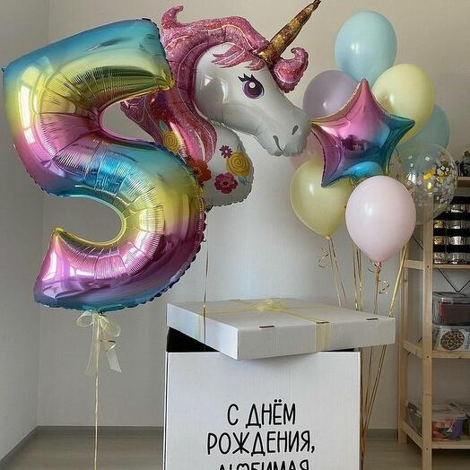 Коробка сюрприз с шарами для девочек