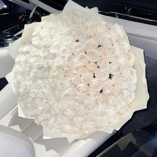 101 Premium White Roses Bouquet