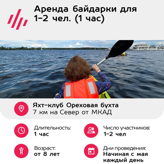 Подарочный сертификат Аренда байдарки для 1-2 чел. (1 час) (Московская область)