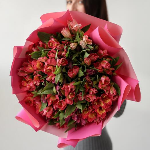 Большой букет альстромерий яркий микс