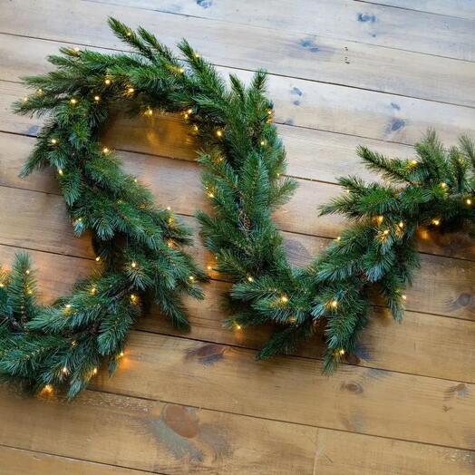 Хвойная гирлянда "Лесная красавица", с 96 лампами (хвоя-леска), 270х33 см, Tri