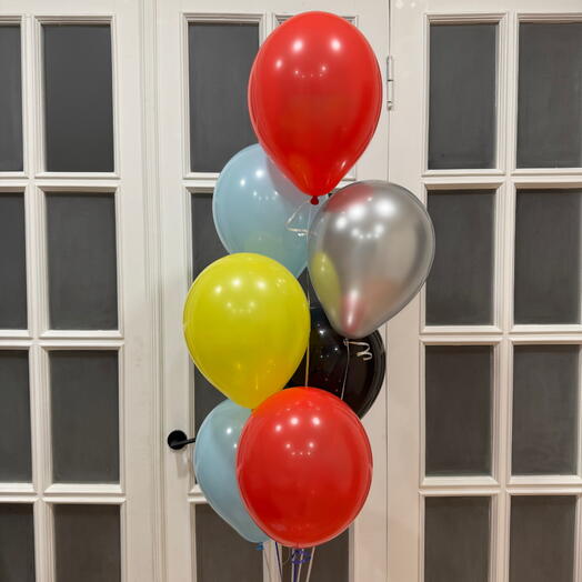 Воздушные шары разноцветные гелий 7 штук. Set of helium balloons colourful 7 pcs