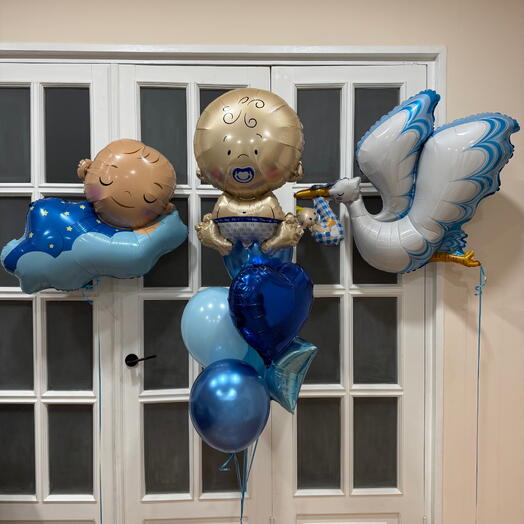 Воздушные шары на рождение мальчик 9 шт. It s a boy balloon set helium 9 pcs