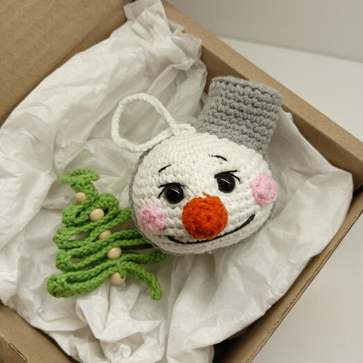 Ёлочная игрушка Снеговик с ведром