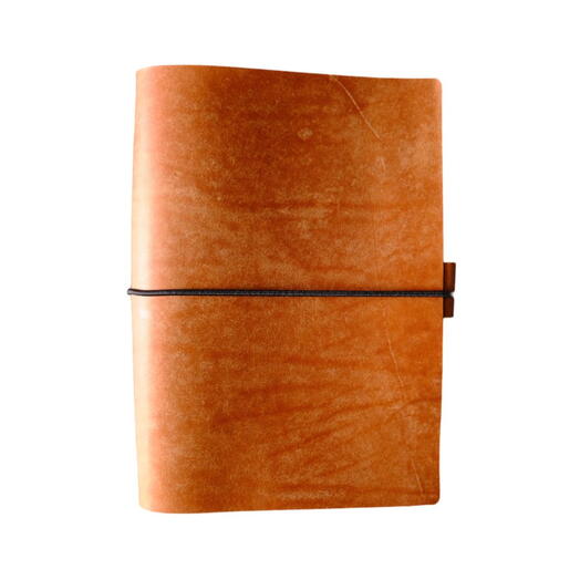 Кожаный блокнот А5 Коричневый "На резинке" с креплением для ручки