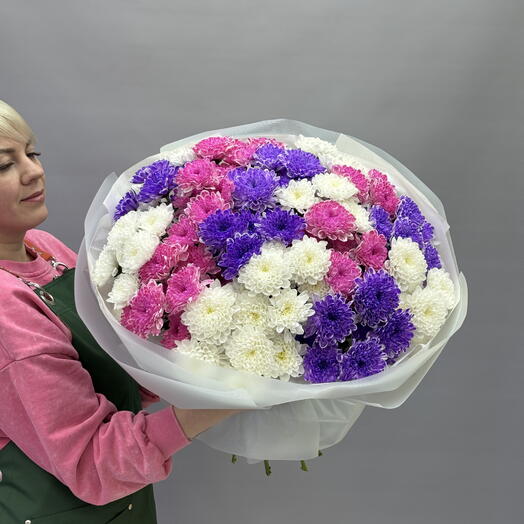Букет - Алтайские разноцветные хризантемы кустовые