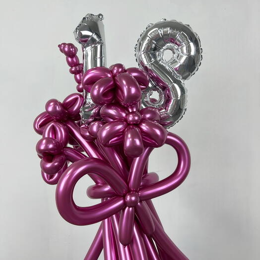 Букет из воздушных шаров с цифрами ( цифры на выбор 0,1,2,3,4,5,6,7,8,9)