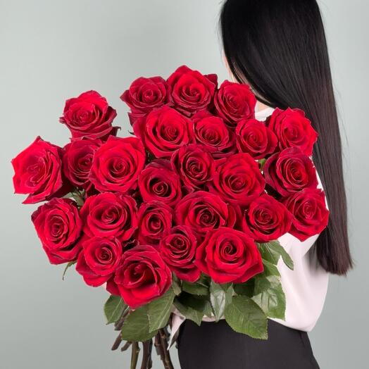 Красные розы 25шт 1
